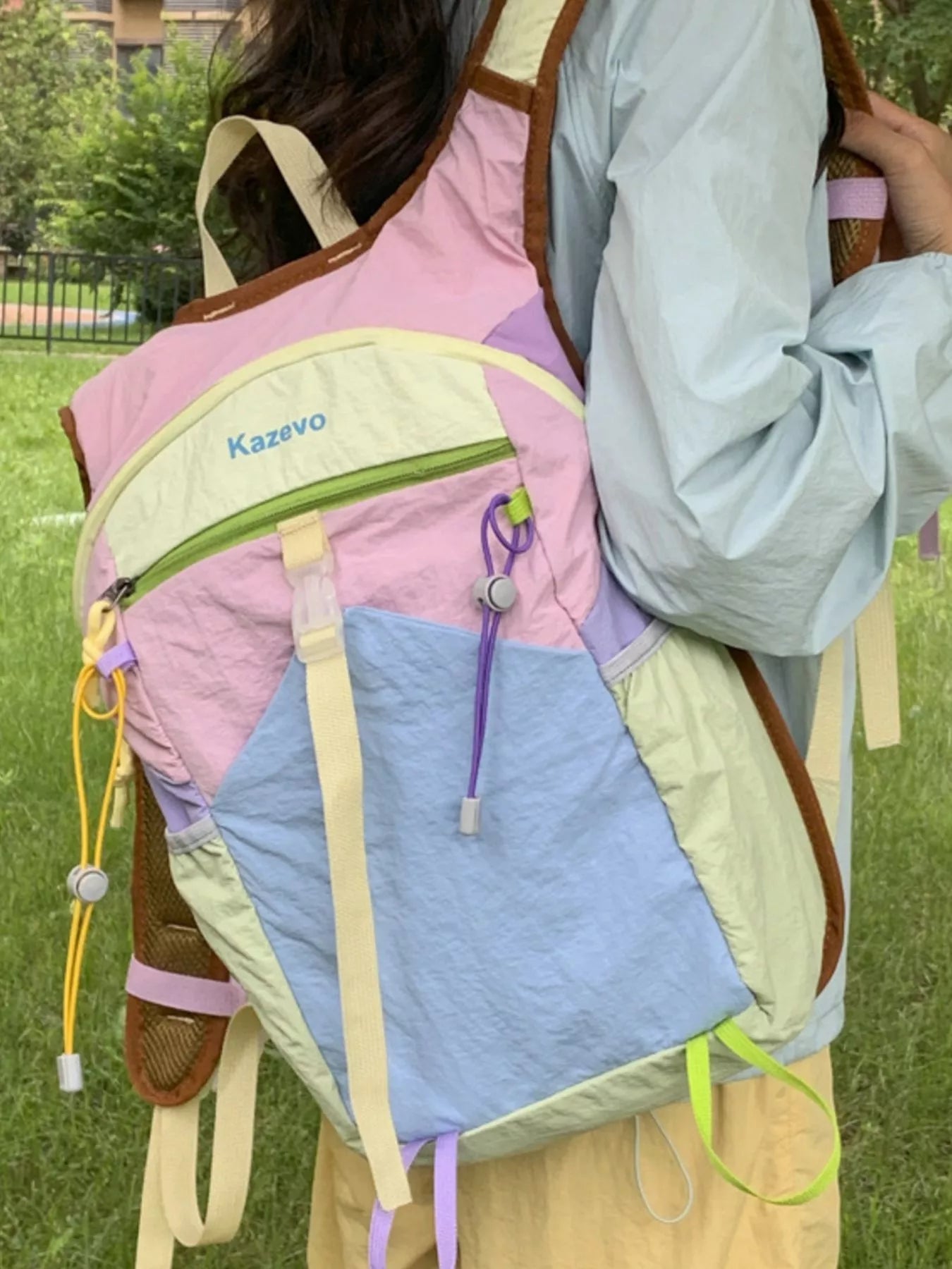 Lightweight Color Block Backpack Bag 