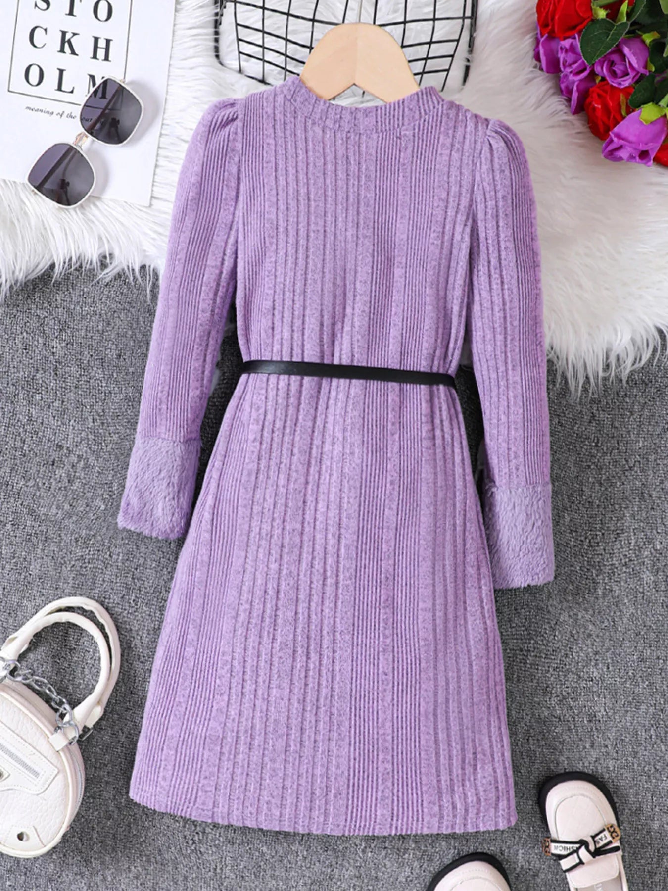 Children's Ribbed Knit Long Sleeve Dress 