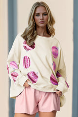 Double Take Sequin Round Neck Long Sleeve Sweatshirt 