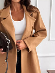 Long-Sleeve Single-Breasted Trench Coat 