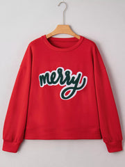Merry Script Holiday Christmas Graphic Sweatshirt 