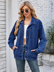 Pocketd Button Up Detachable Hooded Denim Jacket 