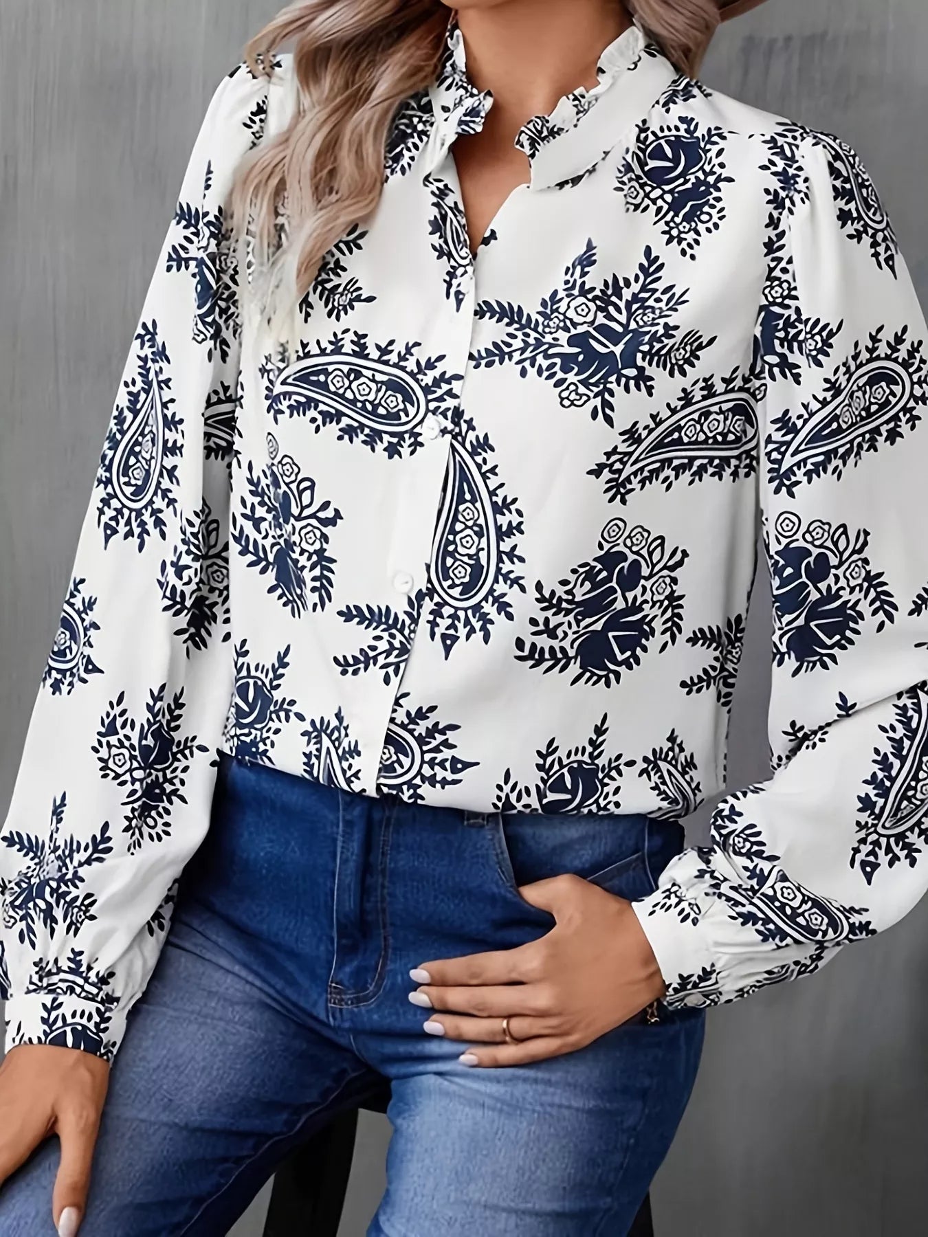 Paisley Print Button Up Shirt 