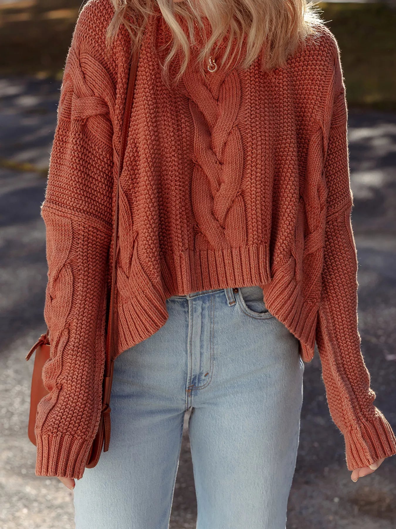 Cable-Knit Chunky Fit Slouchy Textured Sweater 