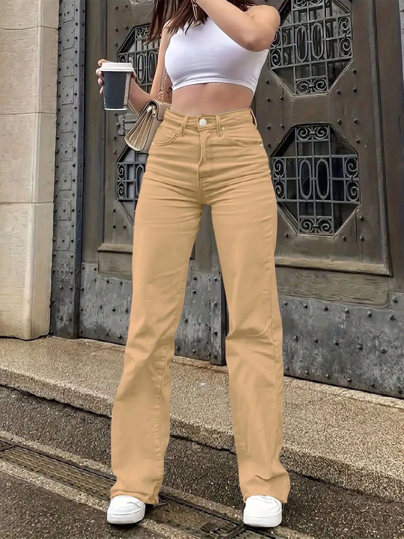 High-Waisted Wide Leg Jeans 