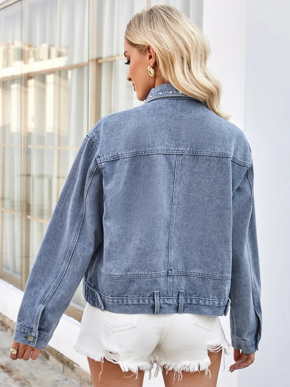 Studded Long Sleeve Denim Jacket 