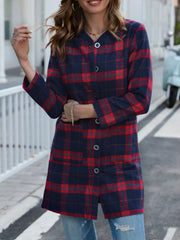 Plus Size Plaid Button-Down Longline Shirt 