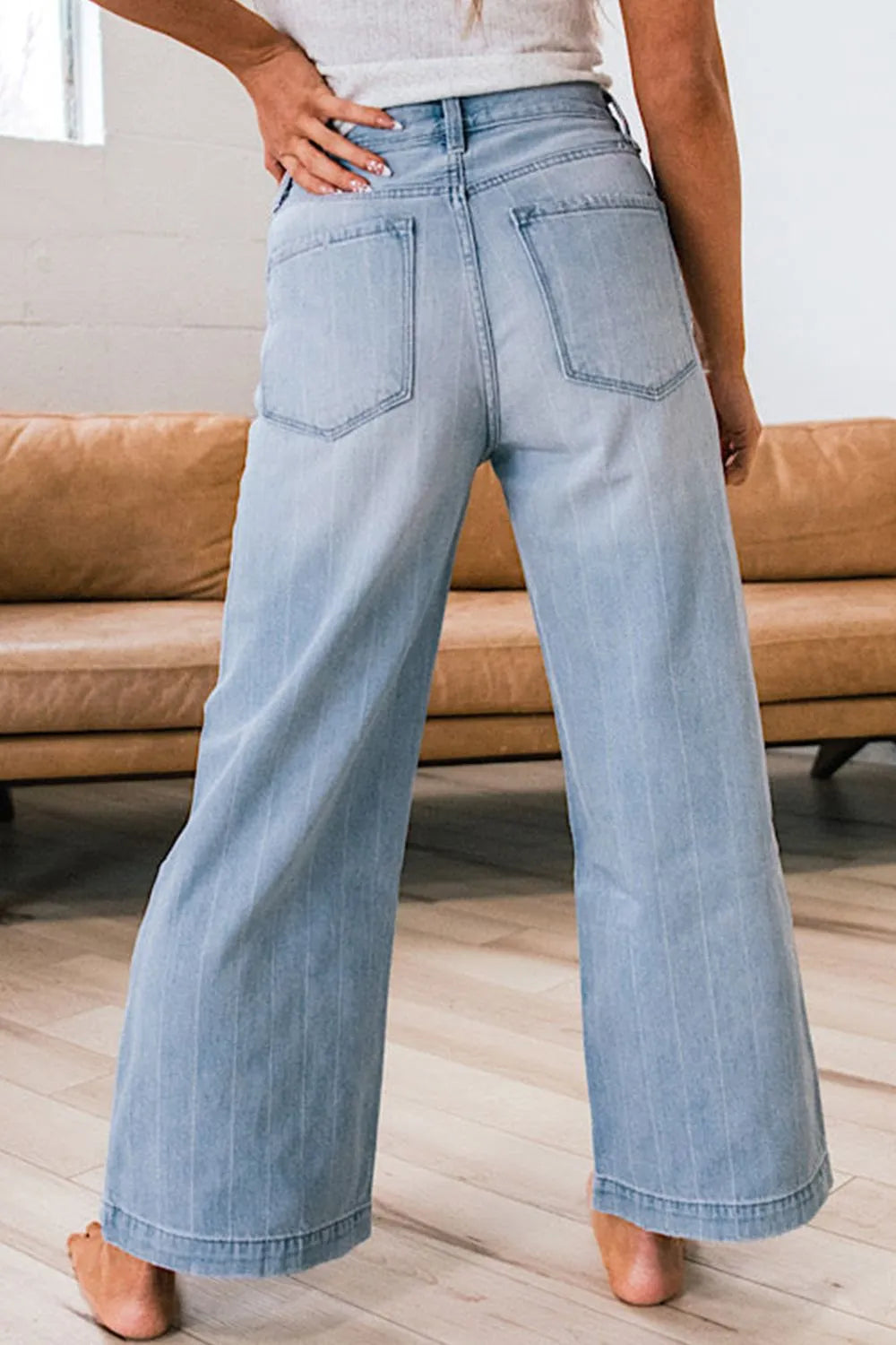 Wide Leg Button Fly Jeans 