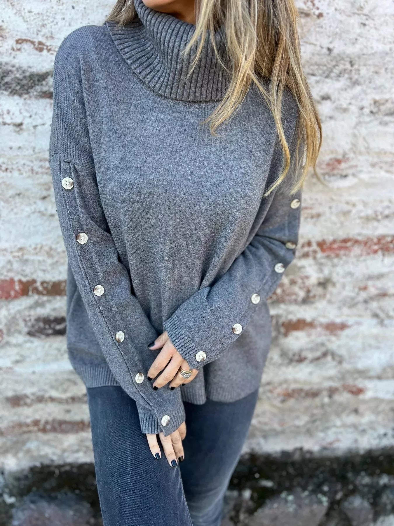 Full Size Turtleneck Long Sleeve Sweater Plus Size 