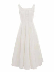 A-Line Silhouette Midi Sleeveless Dress 