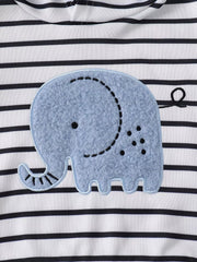 Children's Striped Elephant Hoodie & Pants Set 
