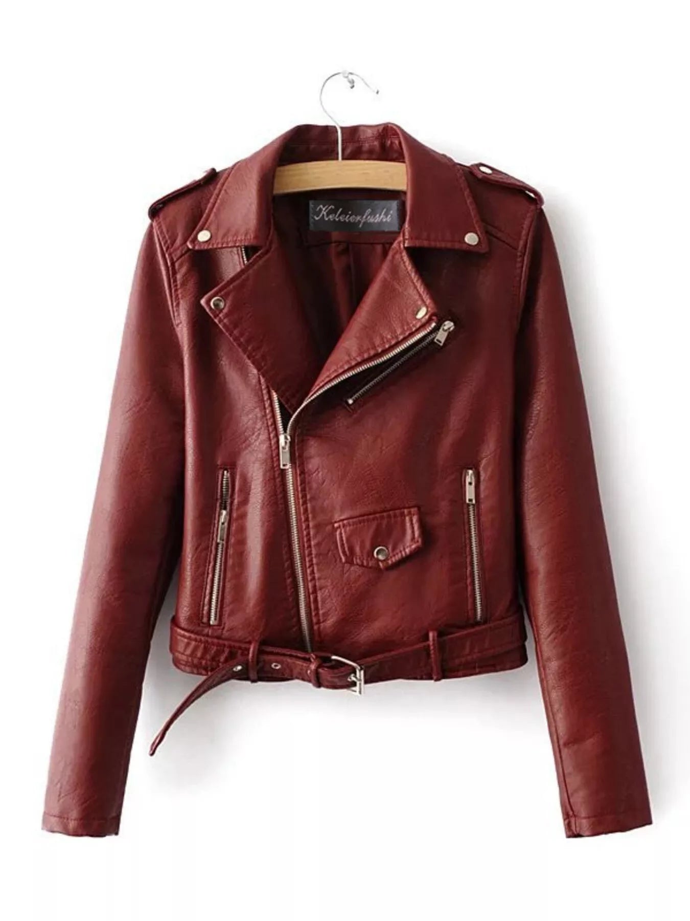 Full Size Zip Up Leather Motorcycle Biker Jacket Plus Size 