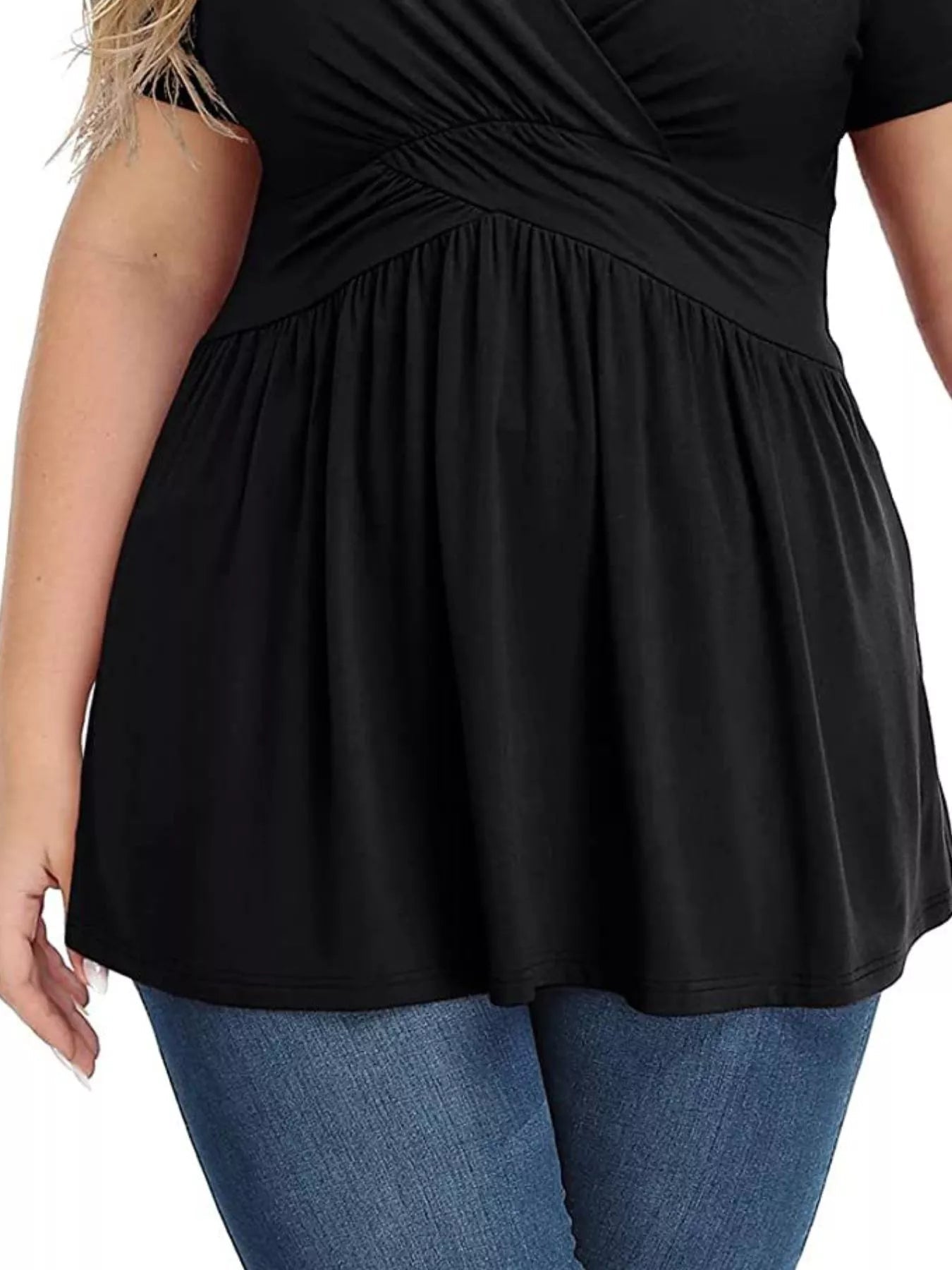 Plus Size Surplice Short Sleeve T-Shirt 