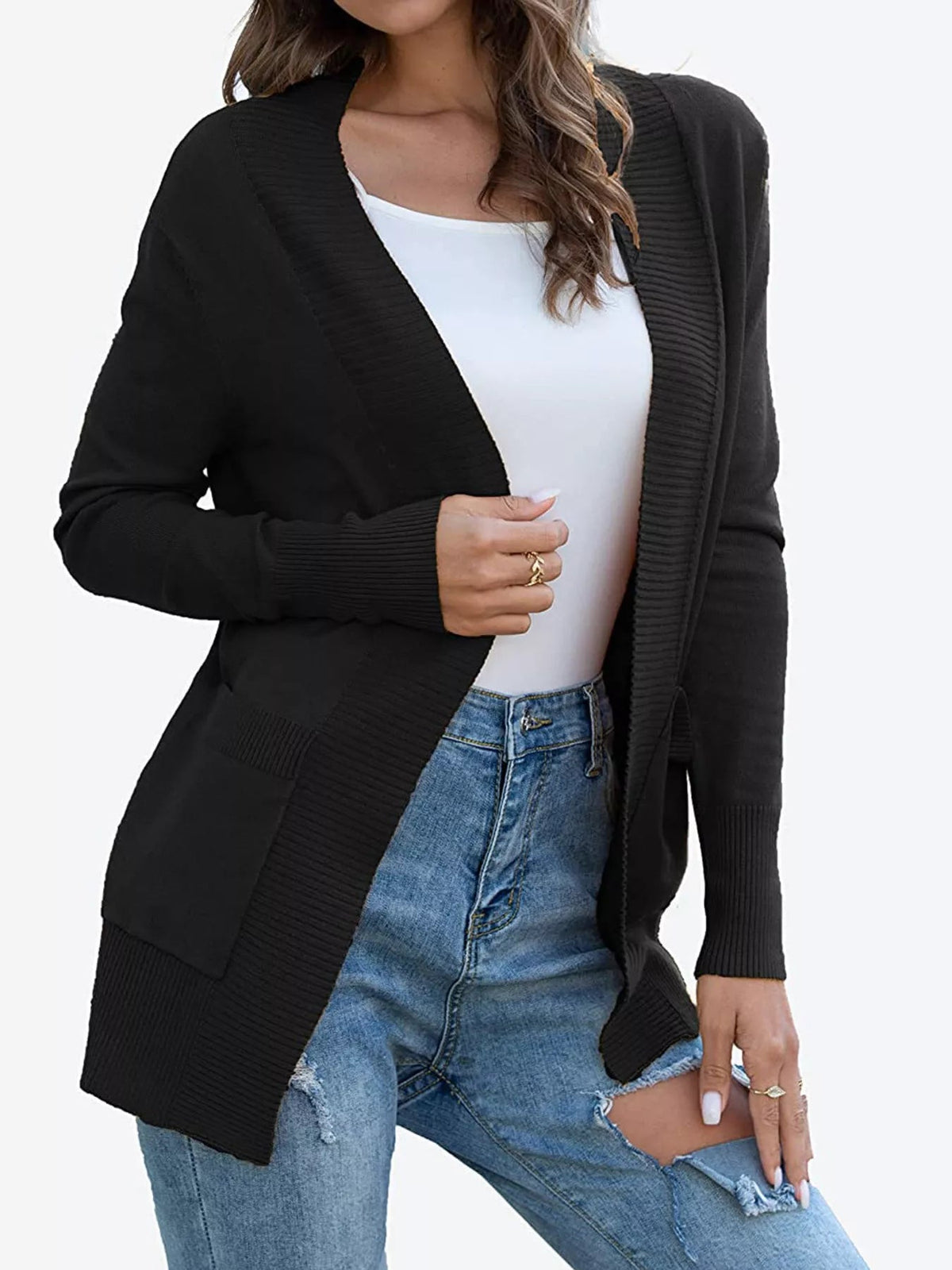 Open Front Knit Cardigan 