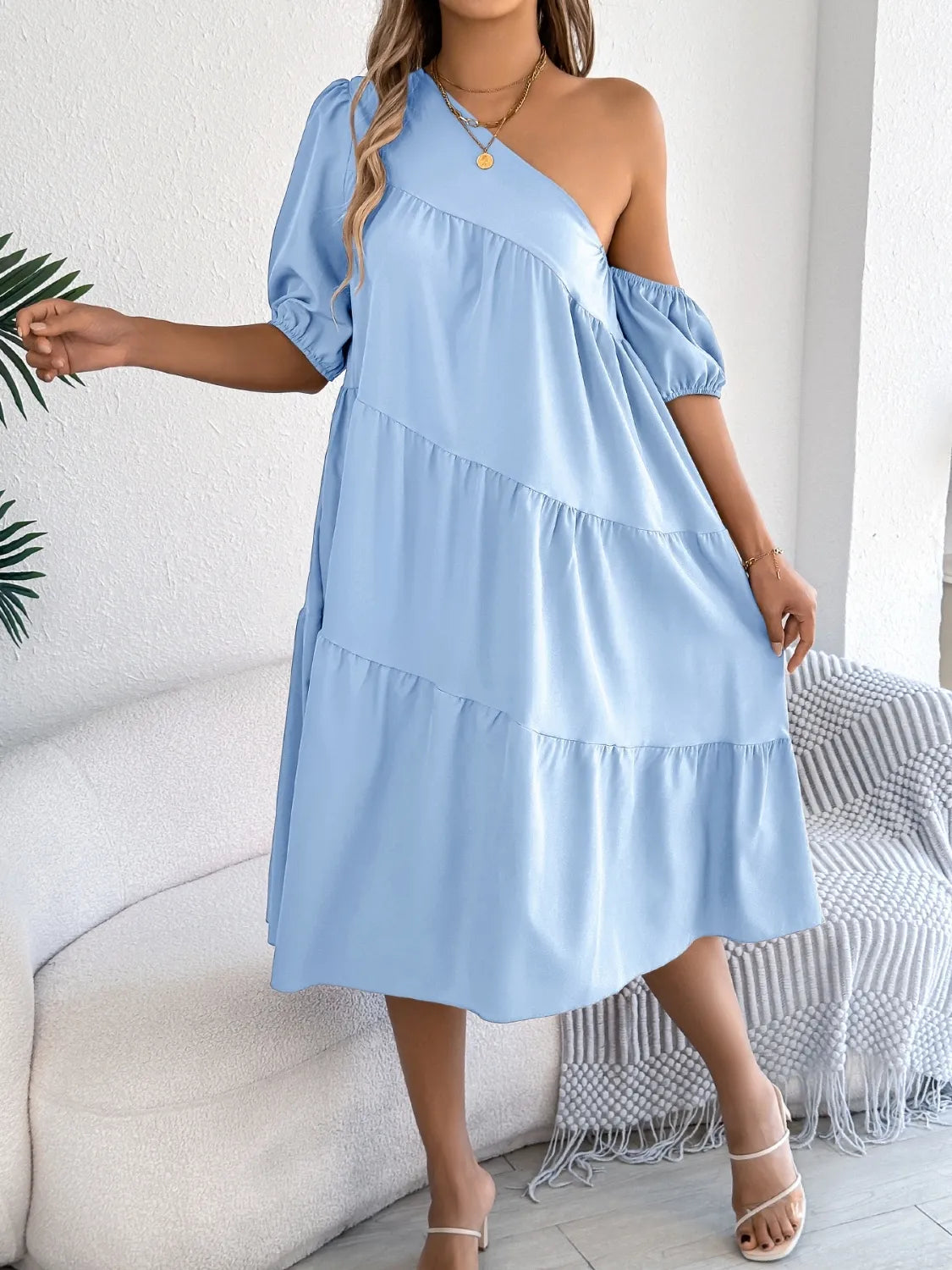 Single Shoulder Tiered Dress 