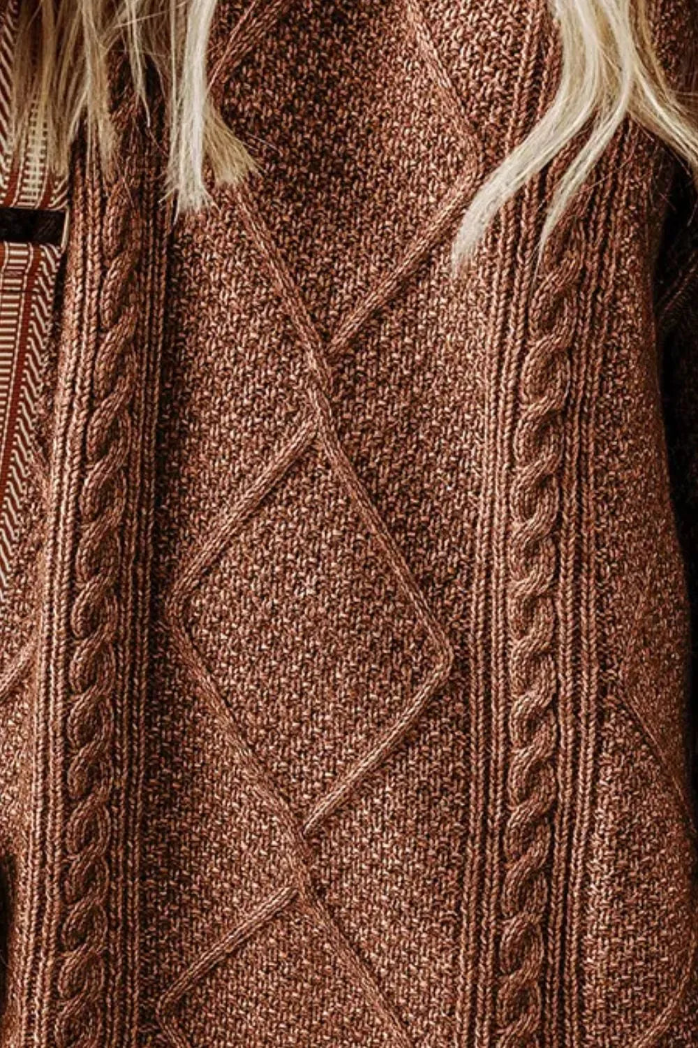 Cable-Knit Round Neck Sweater Dress 