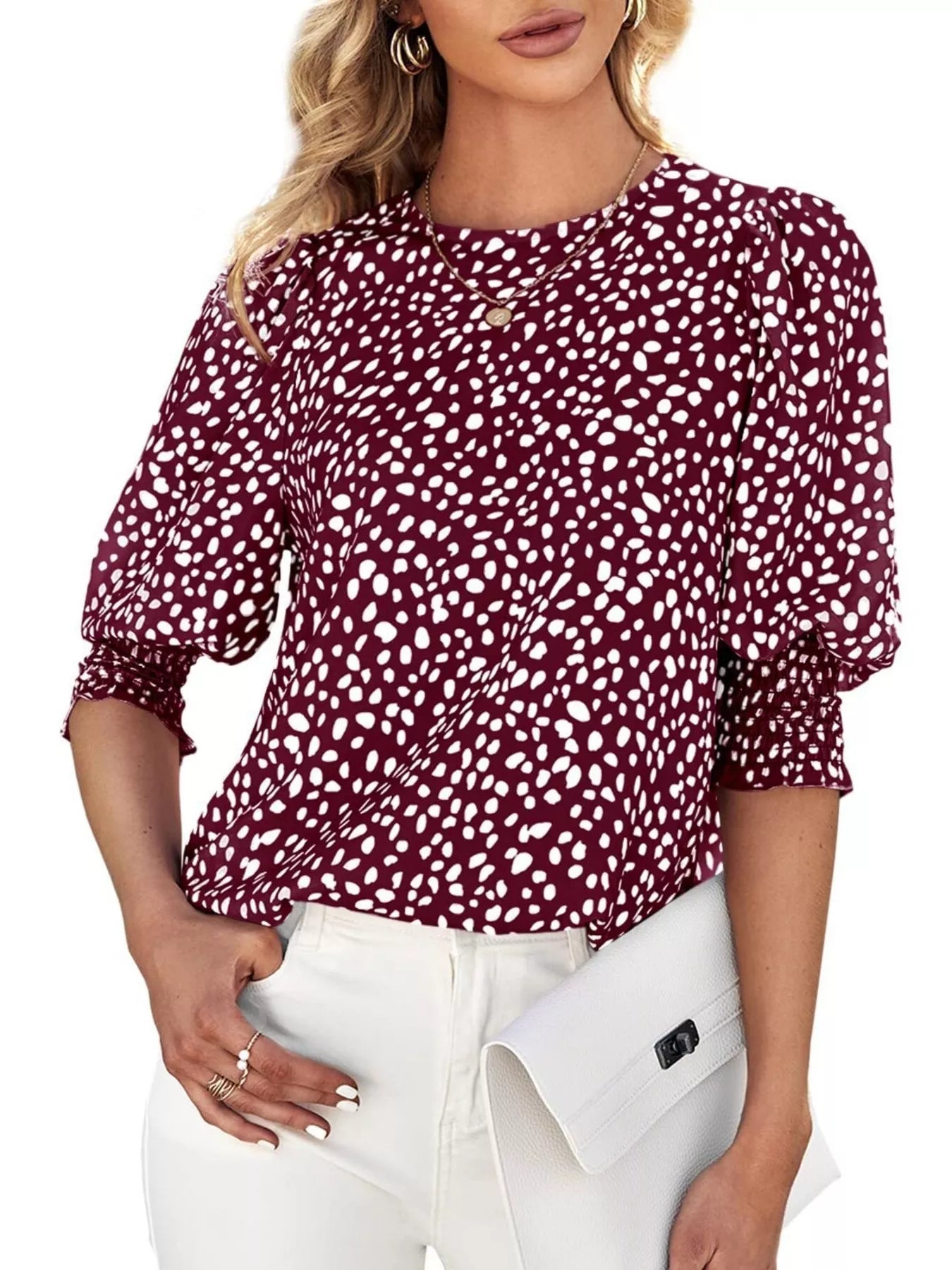 Animal Print Half Sleeve Blouse 