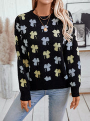 Clover Round Neck Long Sleeve Sweater 