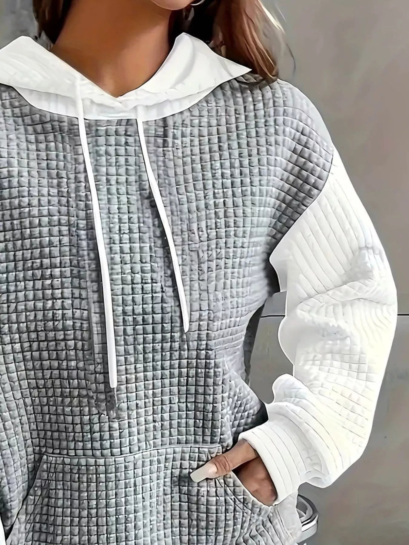 Full Size Textured Kangaroo Pocket Hoodie Plus Size 