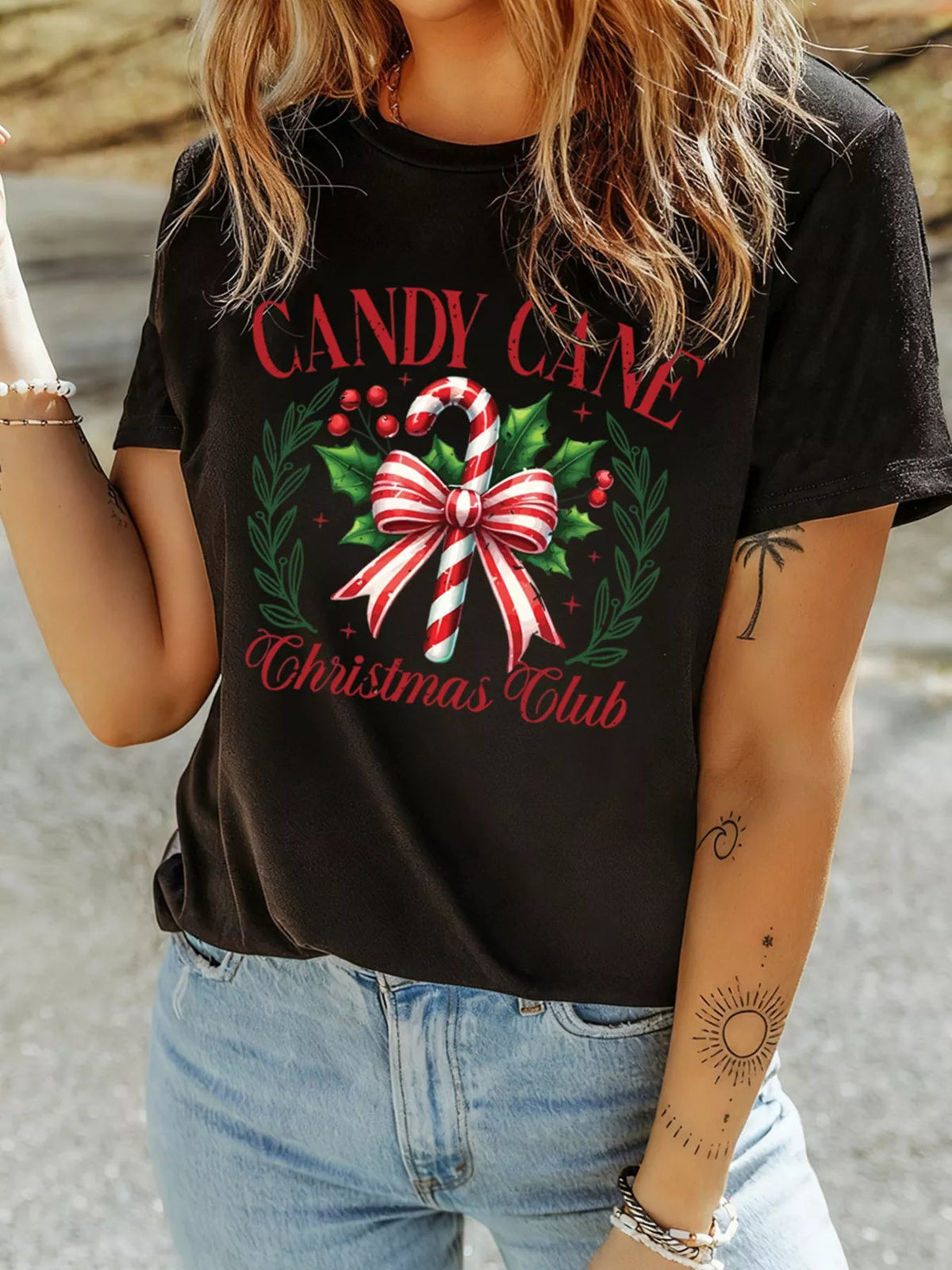Candy Cane Christmas Club Custom Graphic T Shirt 