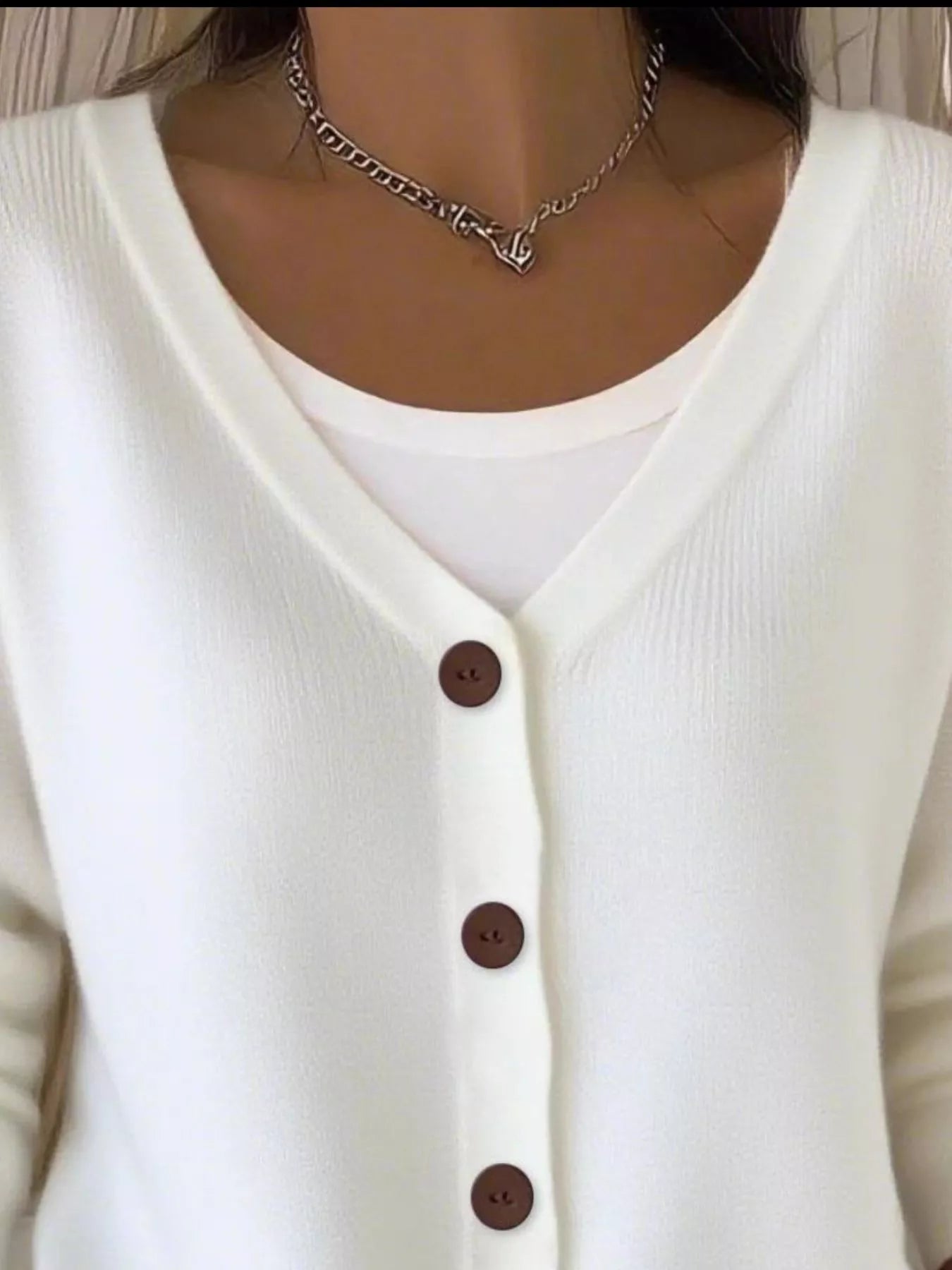Full Size Button-Front V-Neck Cardigan Plus Size 