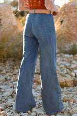 High-Waisted Wide-Leg Button-Front Jeans 