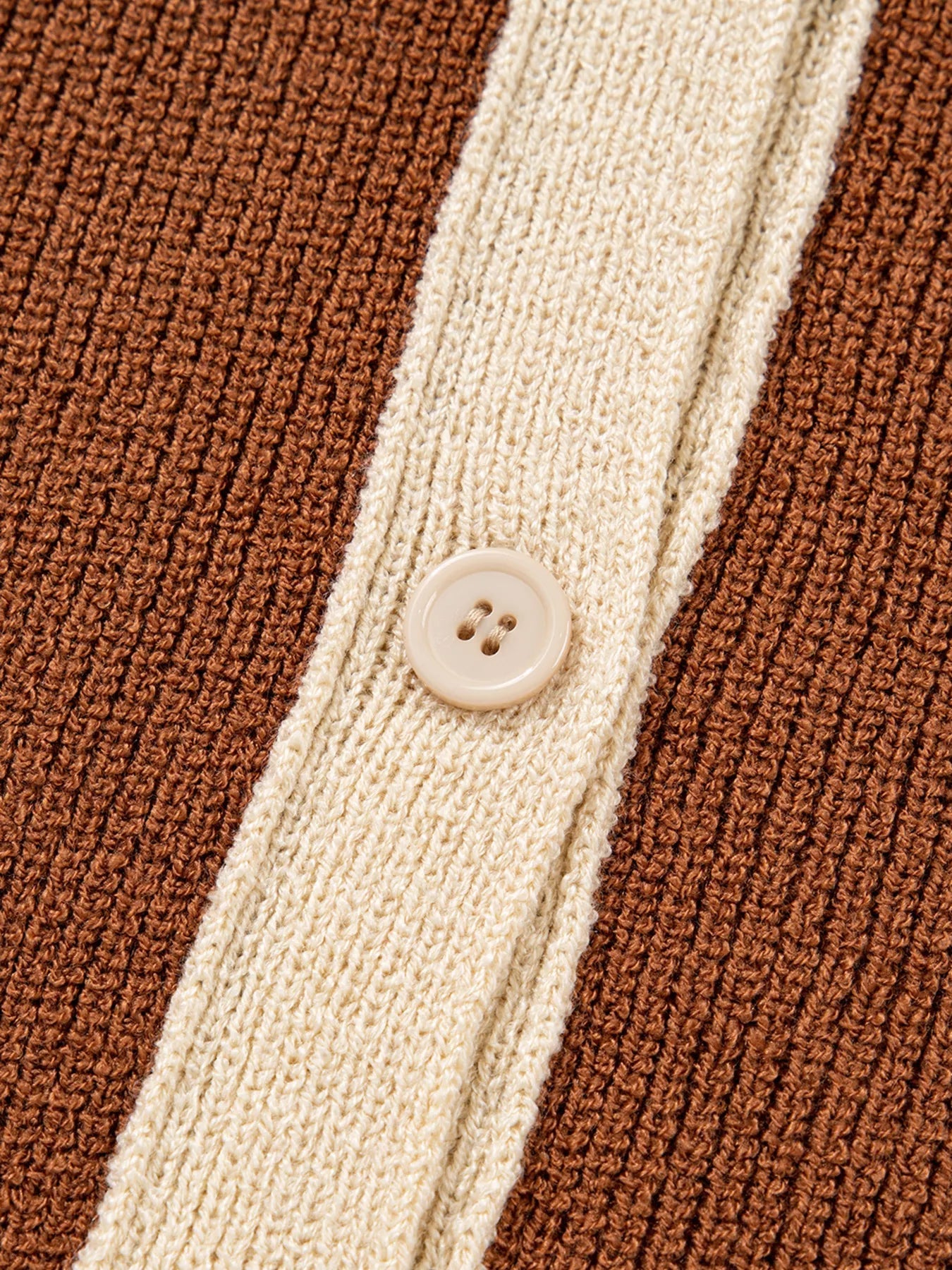Contrast Knit V Neckline Cardigan 