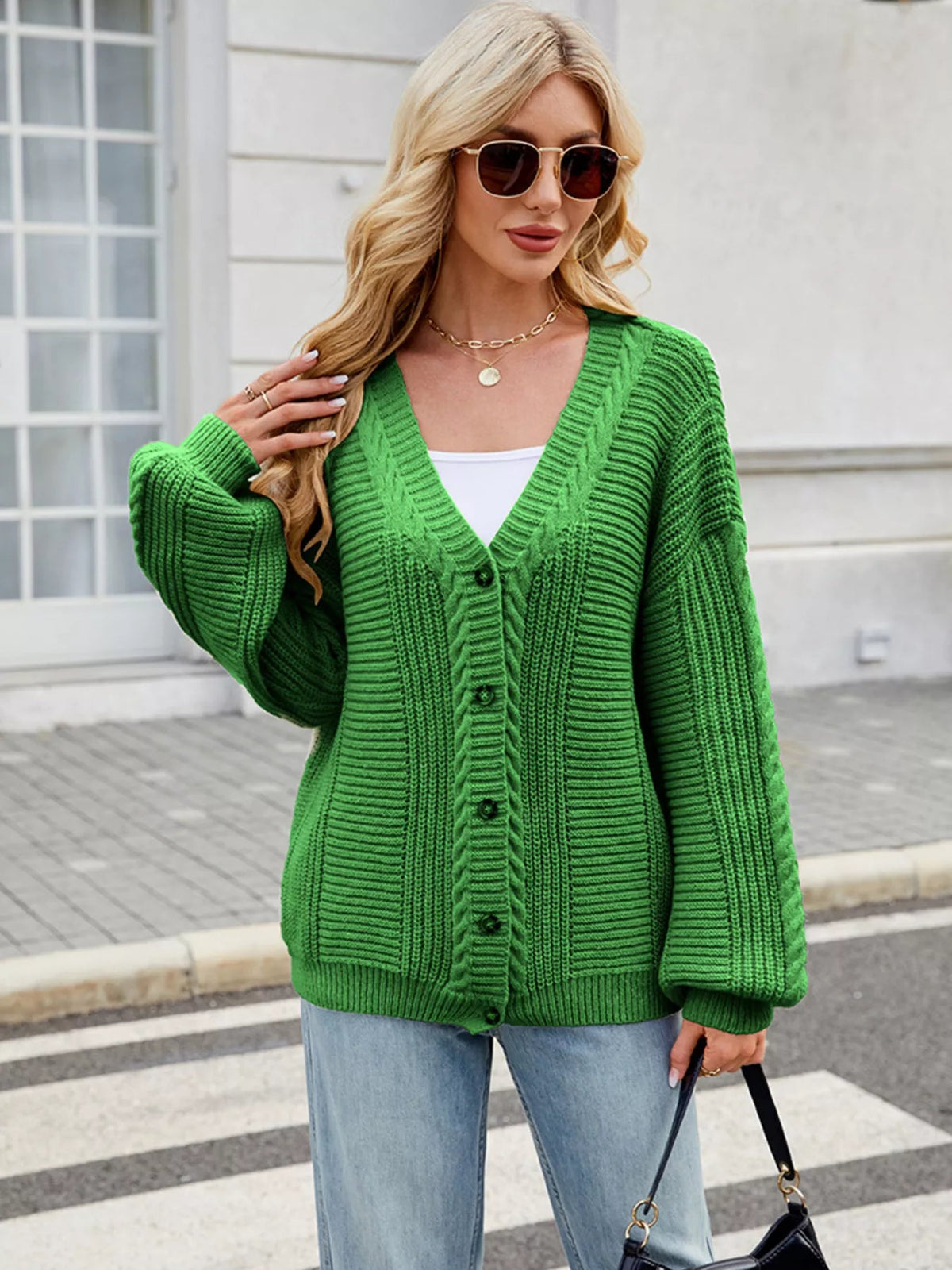 Button Up Long Sleeve Cardigan 