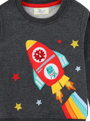 Children's Rocket Applique Crew Neck Sweatshirt 