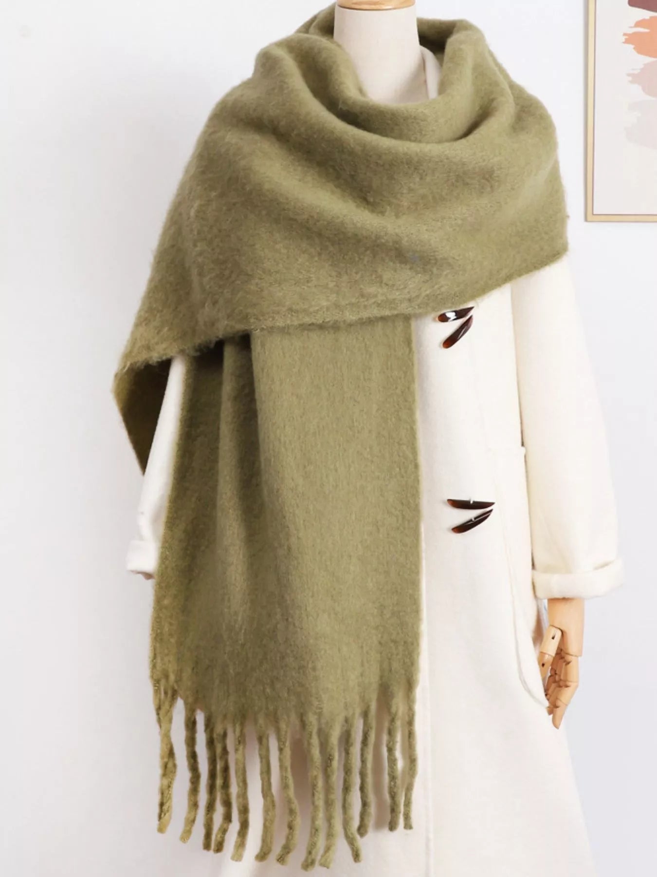 Fringe Hem Soft Winter Scarf 