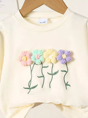 Children's Flower Long Sleeve Top and Pants Set 