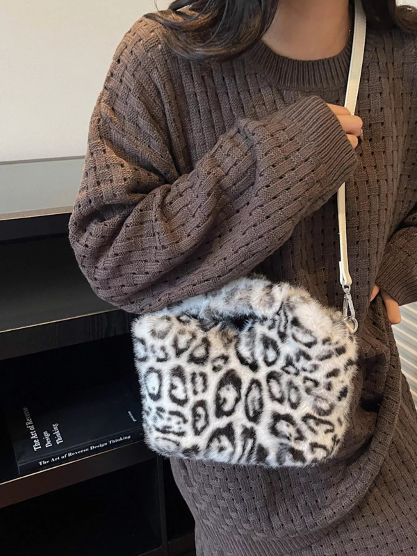 Leopard Plush Crossbody Bag 