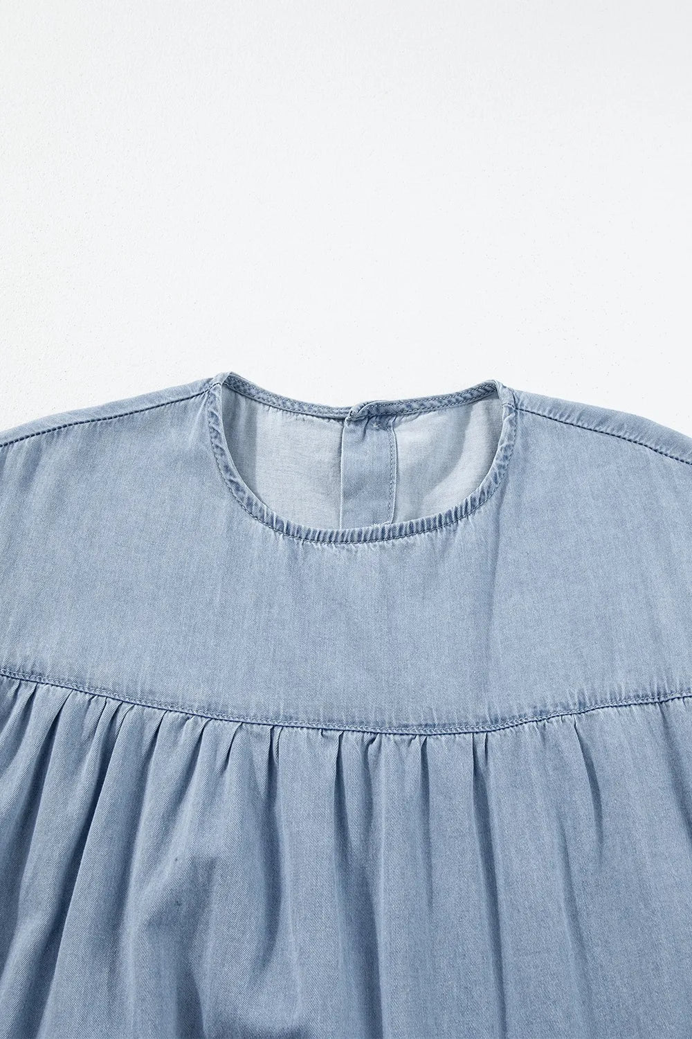 Ruffle Cap Sleeve Tiered A-line Denim Dress 
