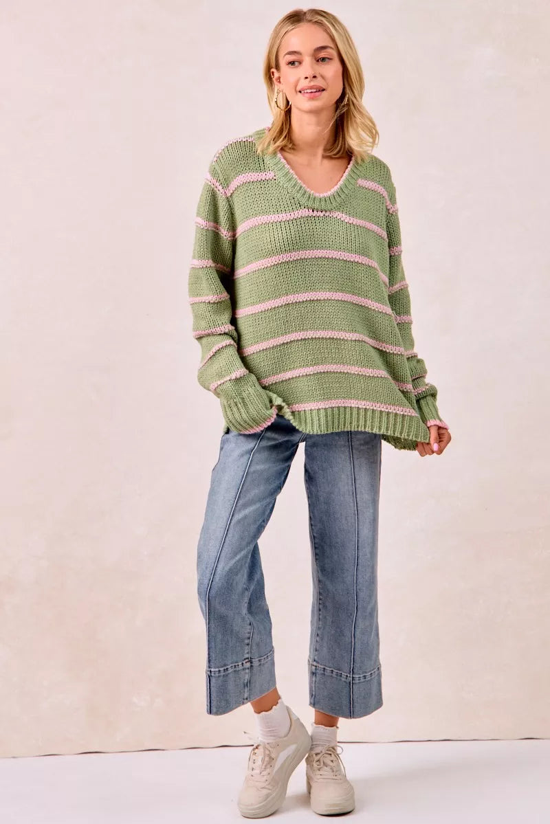 BiBi Striped Long Sleeve Sweater 