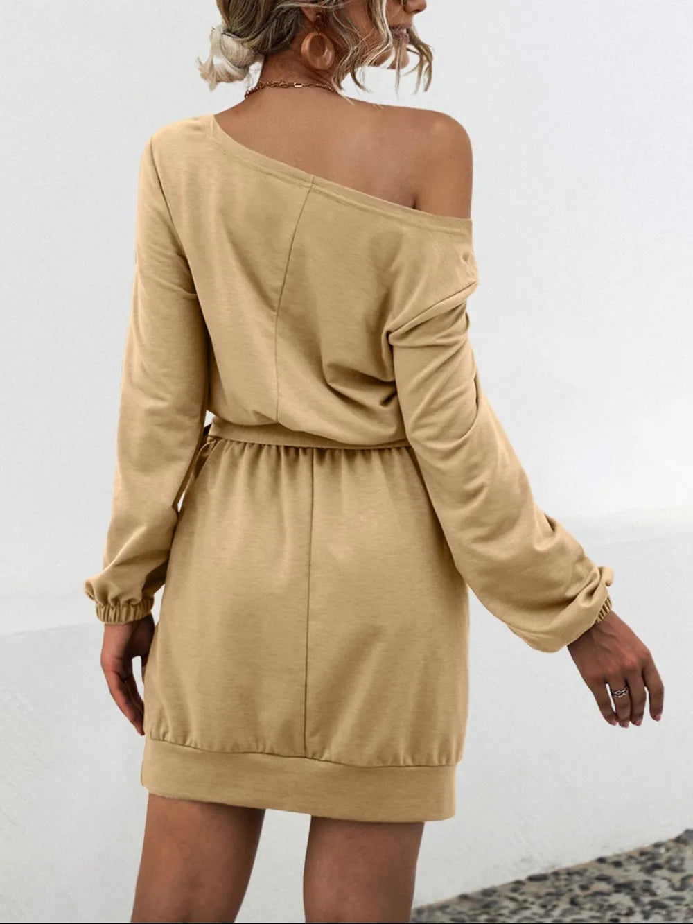 One Shoulder Tie Waist Dress 