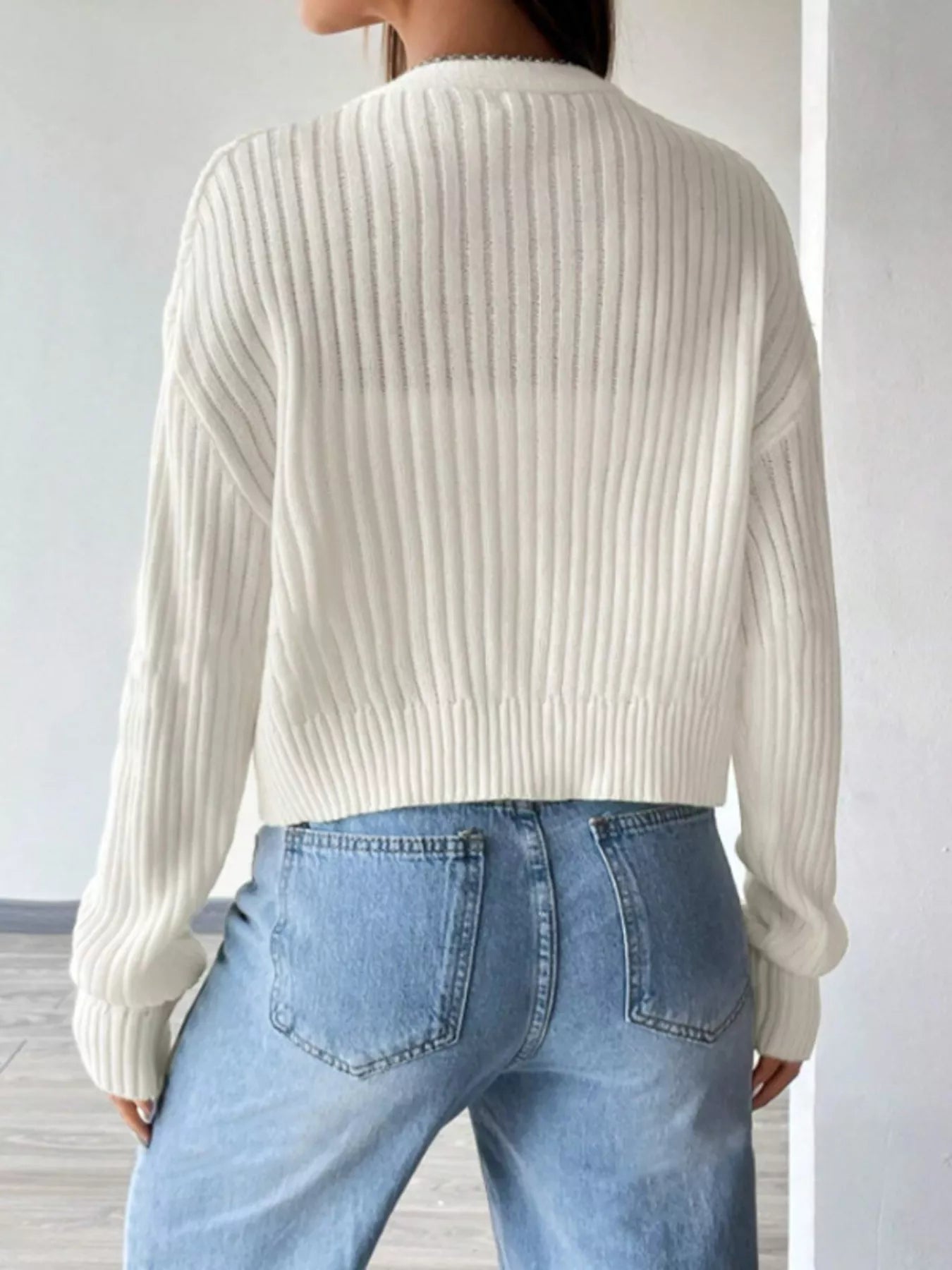 V-Neck Button-Up Cardigan 