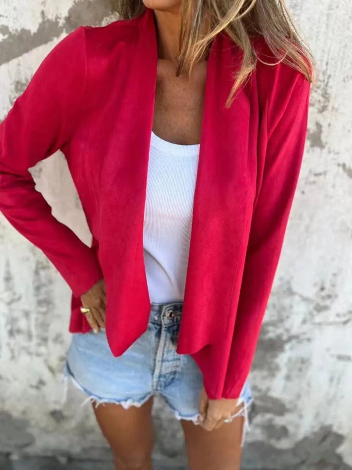 Full Size Open Front Casual Cardigan Plus Size 