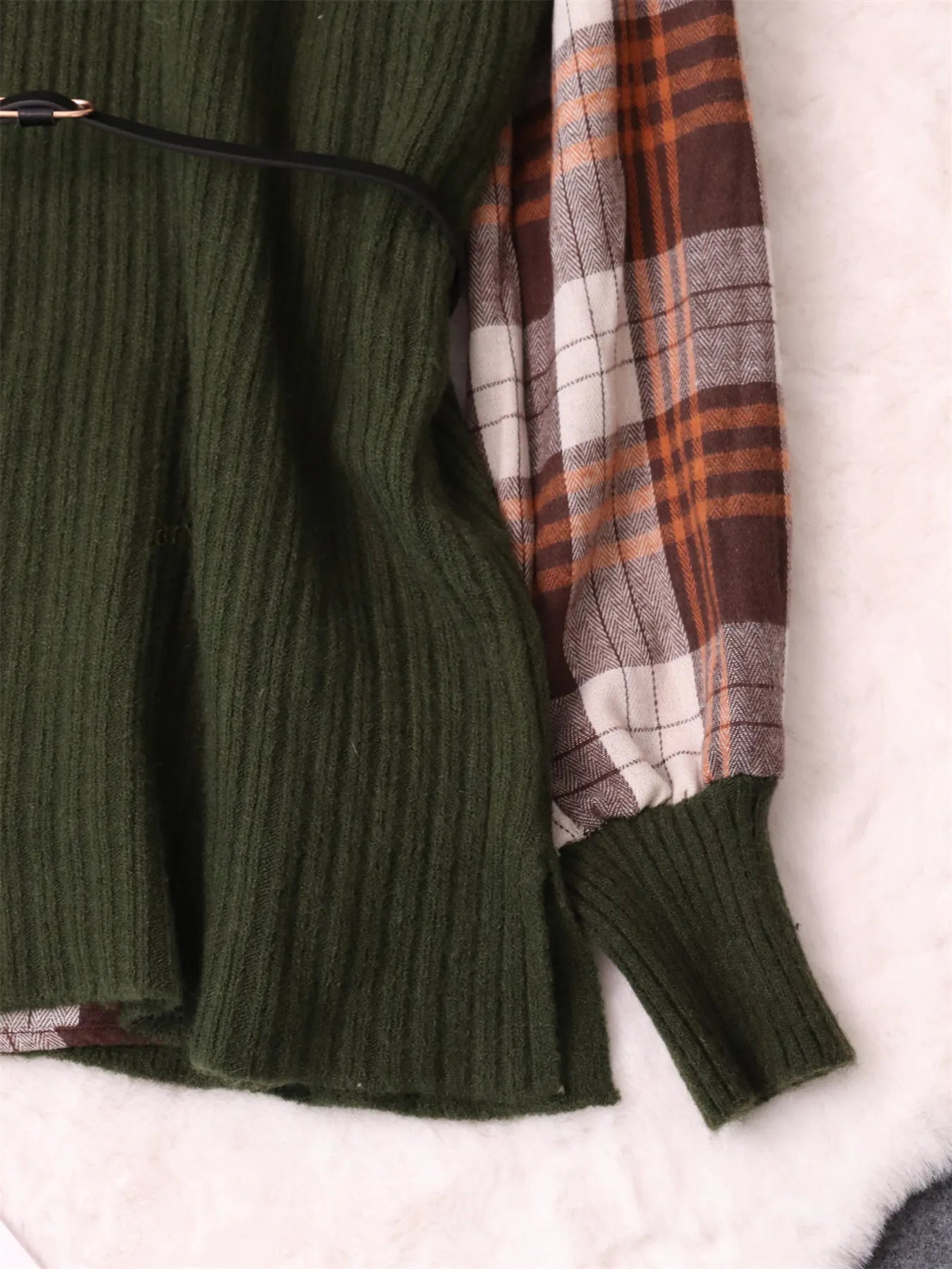 Plaid Long Sleeve Sweater Dress 