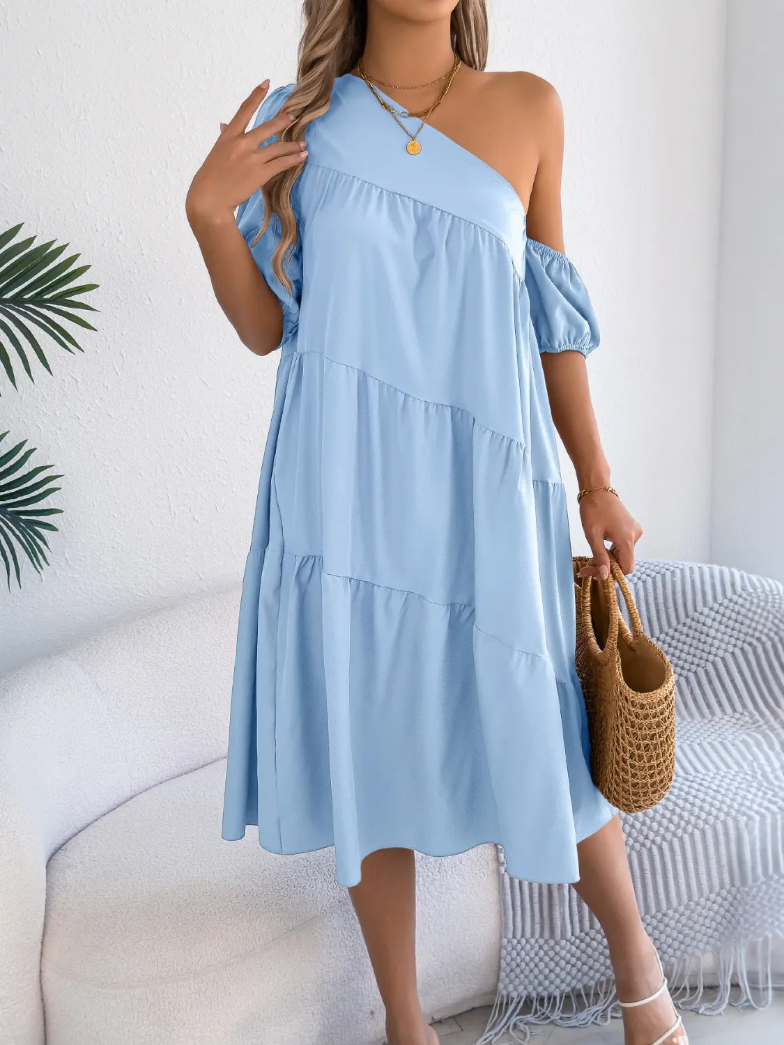 Single Shoulder Tiered Dress 