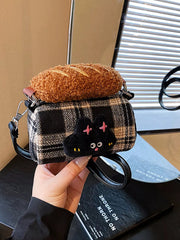 Plaid Pattern Plush Trim Crossbody Bag 