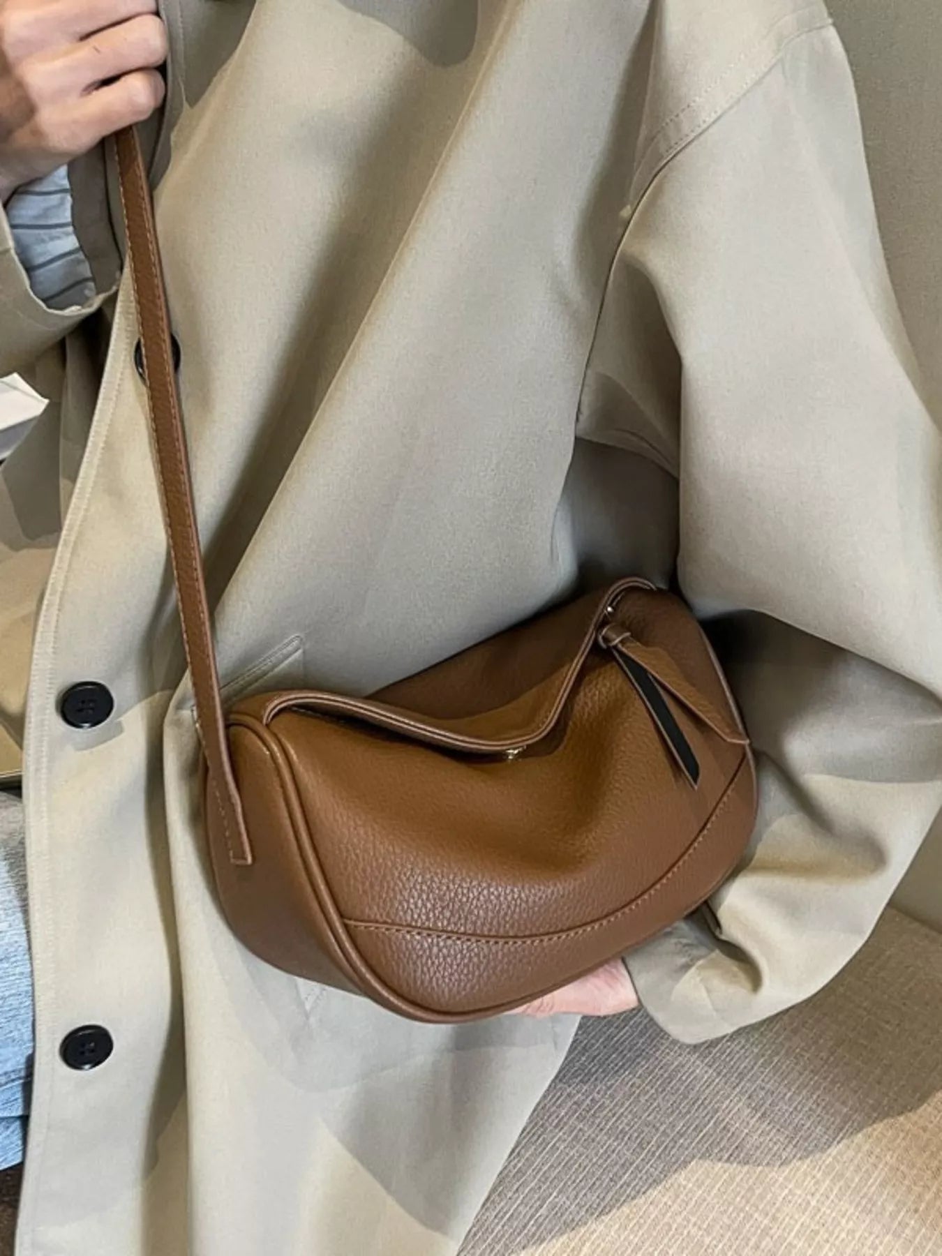 Minimalist Style Leather Crossbody Bag 