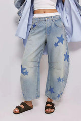 Contrast Star Wide Leg Jeans 