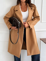 Long-Sleeve Single-Breasted Trench Coat 