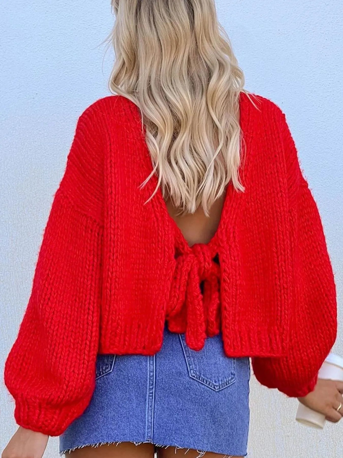 Tied Drop Shoulder Cardigan 