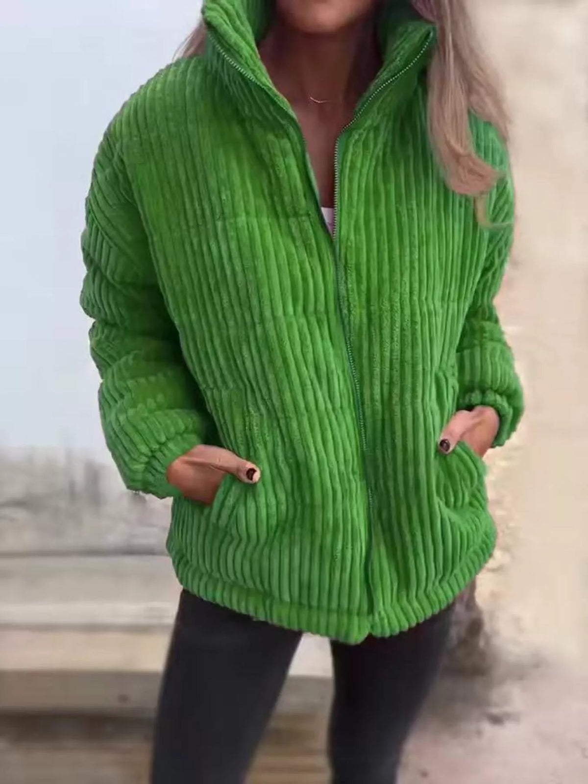Full Size Zip Up Turtleneck Long Sleeve Winter Coat Plus Size 