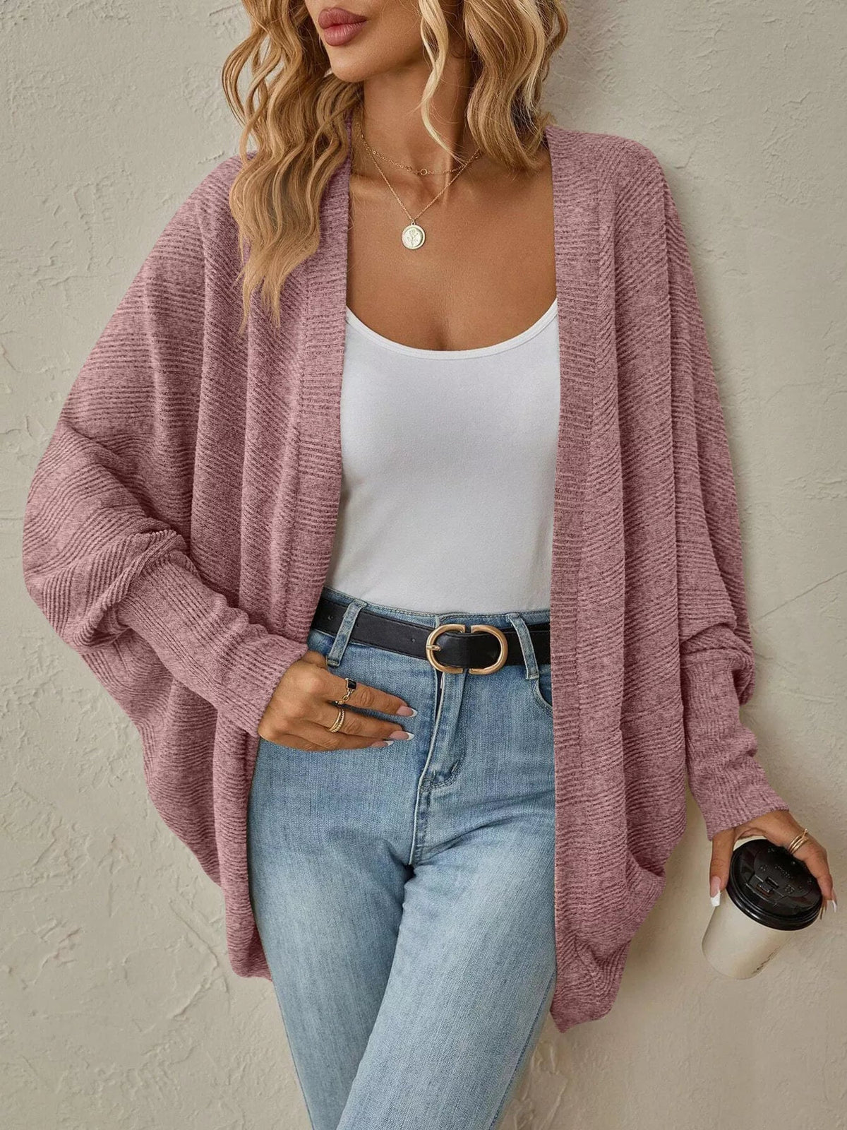 Cozy Oversized Open Front Knit Cardigan 