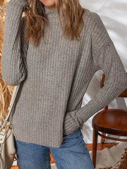 Ribbed High Neck Knitted Top 
