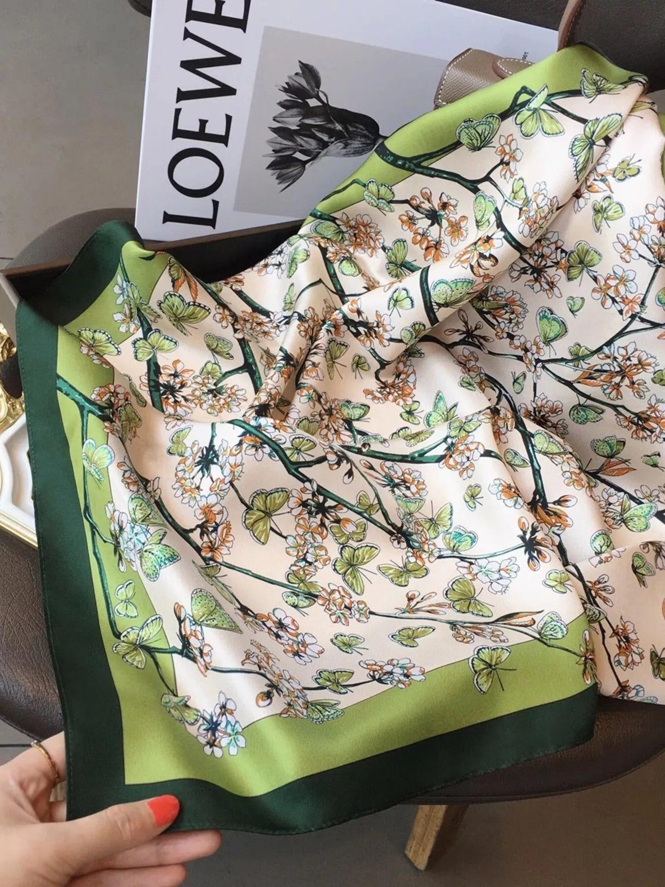 Floral Print Silk Scarf 