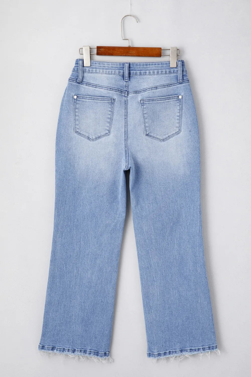 Mineral Wash Raw Hem High Waist Flared Jeans 