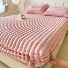 Autumn and Winter Imitation Dehaired Angora Fitted Sheet – Cozy Comfort for Modern Living 